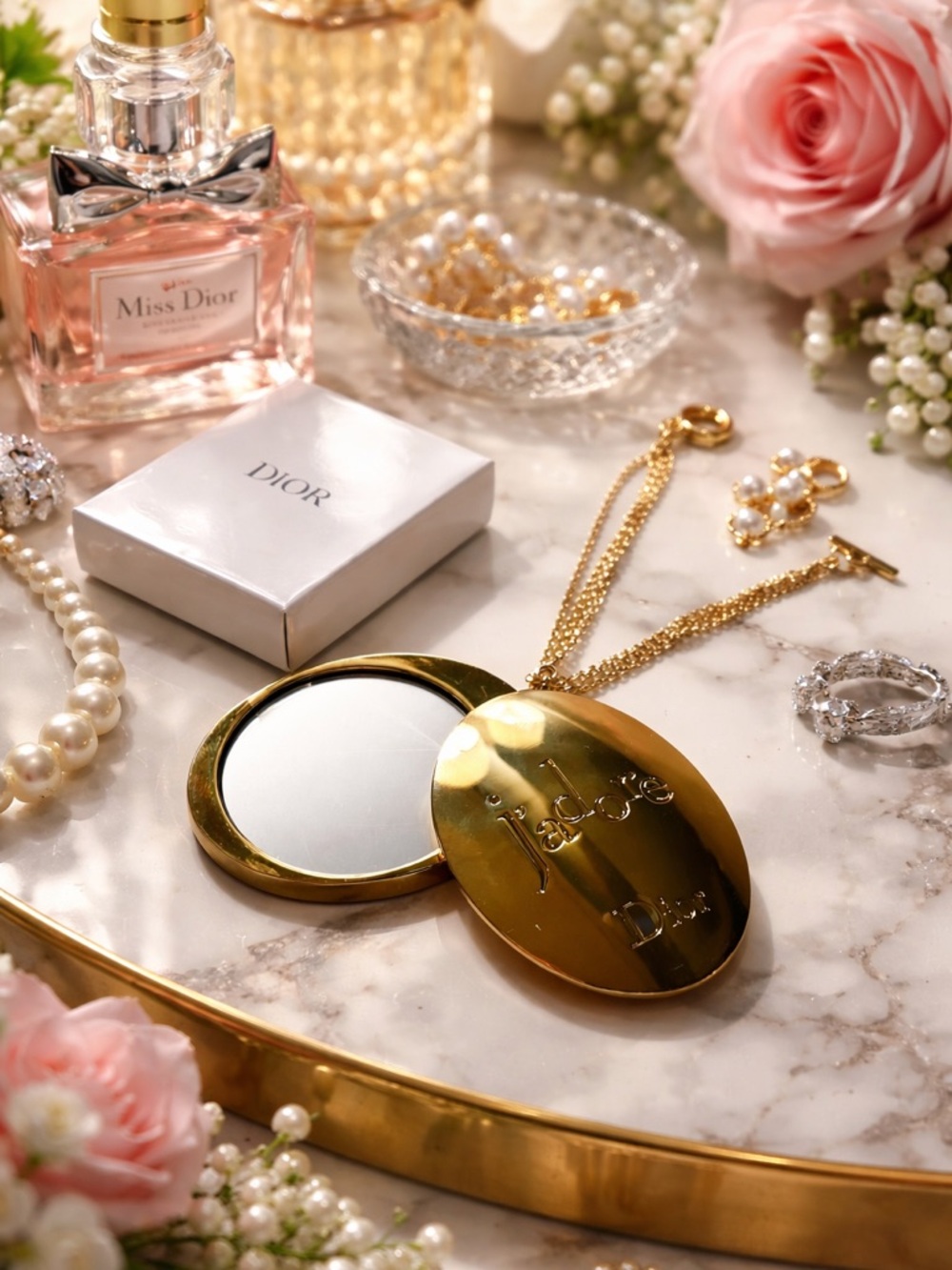 Dior jadore Vintage  Oval Gold Compact Mirror